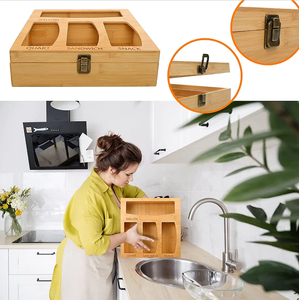 Bag Plastic Dispenser Wooden Kitchen Drawer With Open Lid Box Food Bag Storage Holders Plastic Quart Bag Dispenser For Sandwich Gallon Snack