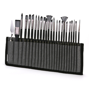 Ensemble de pinceaux de <span class=keywords><strong>peinture</strong></span> pour artistes, 24 pièces, poils en Nylon, outils de <span class=keywords><strong>peinture</strong></span> à poignée en bois avec pochette en toile pour la création d'aquarelle, d'huile et d'acrylique - Product Image 4