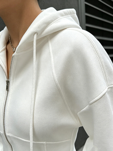 <b>White</b> Yoga Set <b>Zip</b> <b>Up</b> Hoodie and Wide Leg Pants Tracksuit Activewear Lounge Outfit - Product Image 5