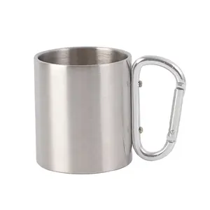 Portatile In Acciaio Inox A Doppia Parete Tazza di Viaggio Pentola con Moschettone per il Campeggio Zaino In Spalla di Campeggio Di Sopravvivenza di Caffè tazza di Tè Tazza di Latte