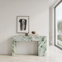 Tables consoles de luxe italiennes de style ferme moderne avec plateau en marbre naturel et meuble en bois de bouleau, meubles de salon durables pour entrée de villa