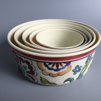 Vaisselle en mélamine vintage réglage fleurs fantaisie garniture rouge casserole couverte plat de service plusieurs tailles et personnalisable
