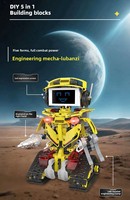 Kit de construction de robot RC STEM 5 en 1, ABS, DIY, télécommande via application, programmation, camion d'ingénierie, blocs de construction, jouet de construction