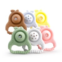 Jouet à hochet Sydney en silicone de qualité alimentaire pour bébé, bâtonnet de dentition apaisant pour les gencives, vert/blanc/rose, certifié ROHS CE