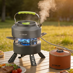 STARCAMP 5000W 便携式可折叠不锈钢燃气户外野营炉具 防风手动燃烧器 丁烷/丙烷点火 全能 - Product Image 1