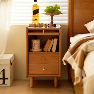 Furnitur Jepang kayu ceri sederhana Modern kabinet penyimpanan kayu solid meja samping tempat tidur kecil