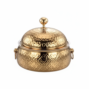 Marmite décorative en métal Casserole de créateur faite à la main de qualité supérieure Meilleure vente Réchauffeur d'aliments isolé en métal Vente à chaud - Product Image 1