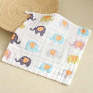Lingettes en mousseline pour bébé, carrées, en coton, imprimé animal, écologiques, douces, blanches, serviettes pour le visage pour les nouveau-nés, utilisation à domicile - Product Image 2
