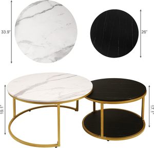 Tavolo moderno cerchio per soggiorno accento scrivania laterale con ripiano aperto in legno marmo tavolini rotondi - Product Image 3