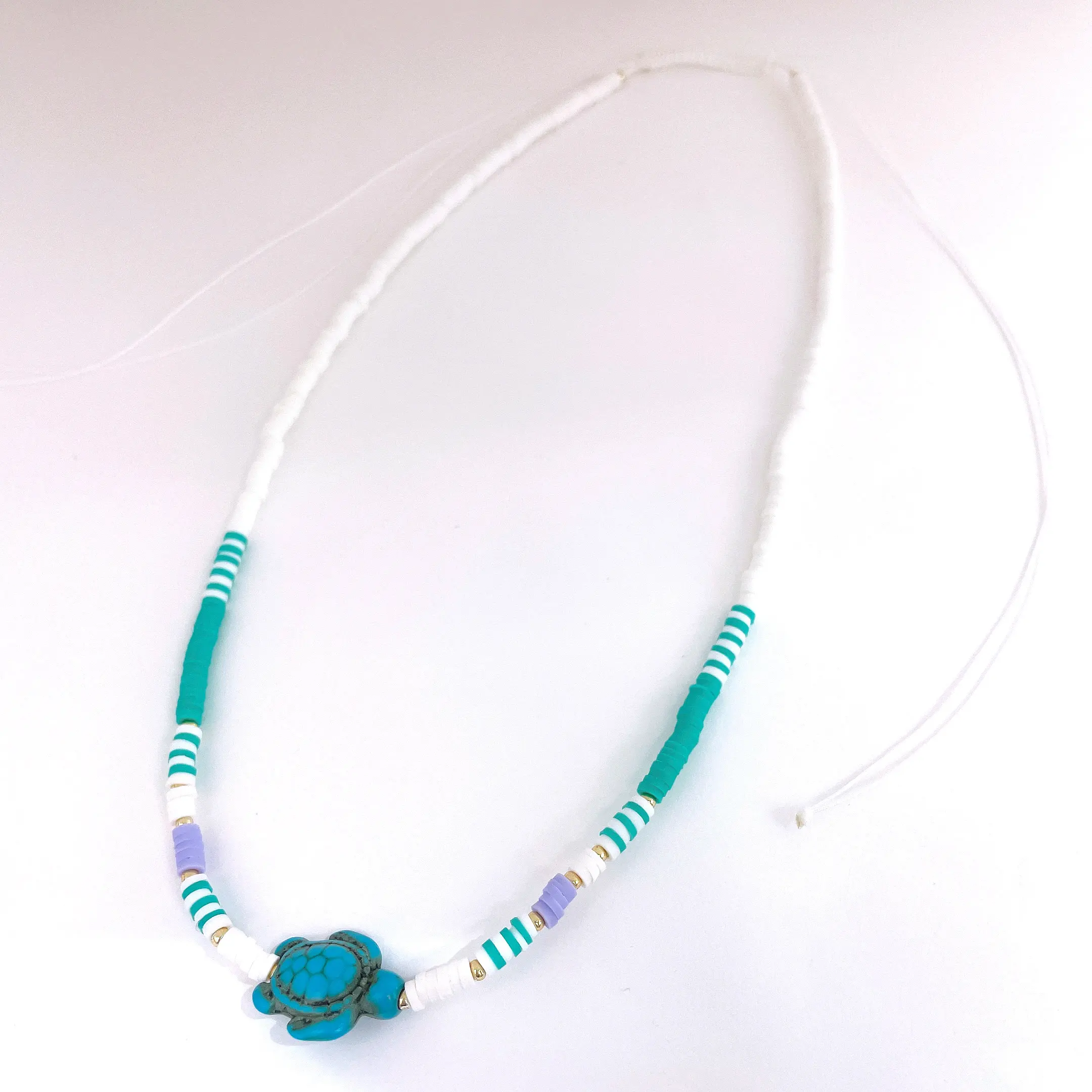 Kustom BOHEMIA manik-manik perhiasan wanita warna-warni polimer tanah liat buatan tangan kalung dapat disesuaikan turquoise sintetis kura kura kura grosir