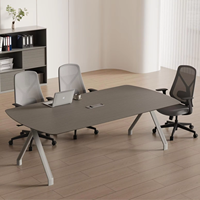 Ensemble moderne de bureau et de chaises de collaboration avec rangement rétractable pour écran insonorisant en bois pour le bureau