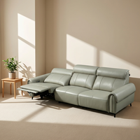 Mehrfarbiges 3-Sitzer Leder-Sofa mit elektrischer Liegefunktion, USB- und Typ-C-Ladeanschluss, Moderne Sofas für Wohnzimmer, Hotel, Büro