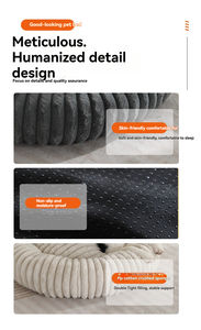 Nieuwe imitatie konijnenvacht gestreepte donut hondenbed luxe en comfortabel rond wasbaar kattenmat warme huisdiermat voor honden en katten - Product Image 5