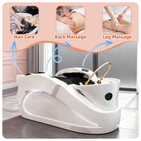 Bac à shampoing en céramique de luxe, moderne, pour hôtel, table de massage électrique avec design durable, en cuir PU, pour usage commercial dans les salons de coiffure