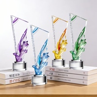 Trophée en cristal éblouissant, nouveau, coloré et créatif, sur mesure, haut de gamme, gravé, imprimé UV/sablage, motifs étoiles et fleurs