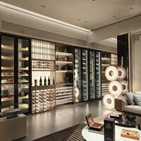 Armoire à vin de luxe, grande capacité de rangement, acier inoxydable, panneau en verre trempé, respectueux de l'environnement, durable, capacité de 100+ bouteilles