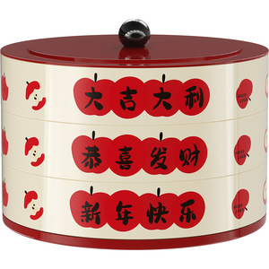 Rotating Multi Tiered Fruit Platter Round 1-3L Standing Type With Apple Pattern For New Year Snack Storage - Product Image 2