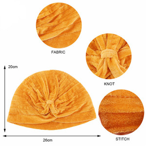 Nouveautés en gros d'usine : Bonnets turban d'<span class=keywords><strong>hiver</strong></span> en velours uni à volants, bonnets <span class=keywords><strong>chimio</strong></span> pour femmes, bonnets de nuit – 9 couleurs - Product Image 4