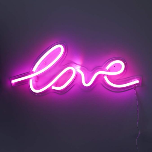 LED Neon Pink Love Wall Sign Acrylic Dimmable Warm White Theme Park Wall Art Decor
