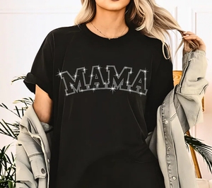 Buon luminoso oversize t-shirt 100% cotone stile Casual con strass di alta qualità lettera stampa tranfr motivo prezzo basso - Product Image 2