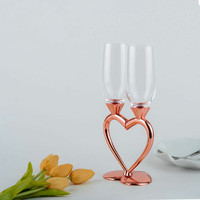 Tasse à champagne en cristal en forme de coeur ensemble Couple lunettes cadeau de mariage fête verre cristal gobelet verres à pied