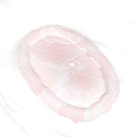 Grand plateau en plastique rose, Design de palais moderne élégant luxe Texture marbre mélamine grande assiette