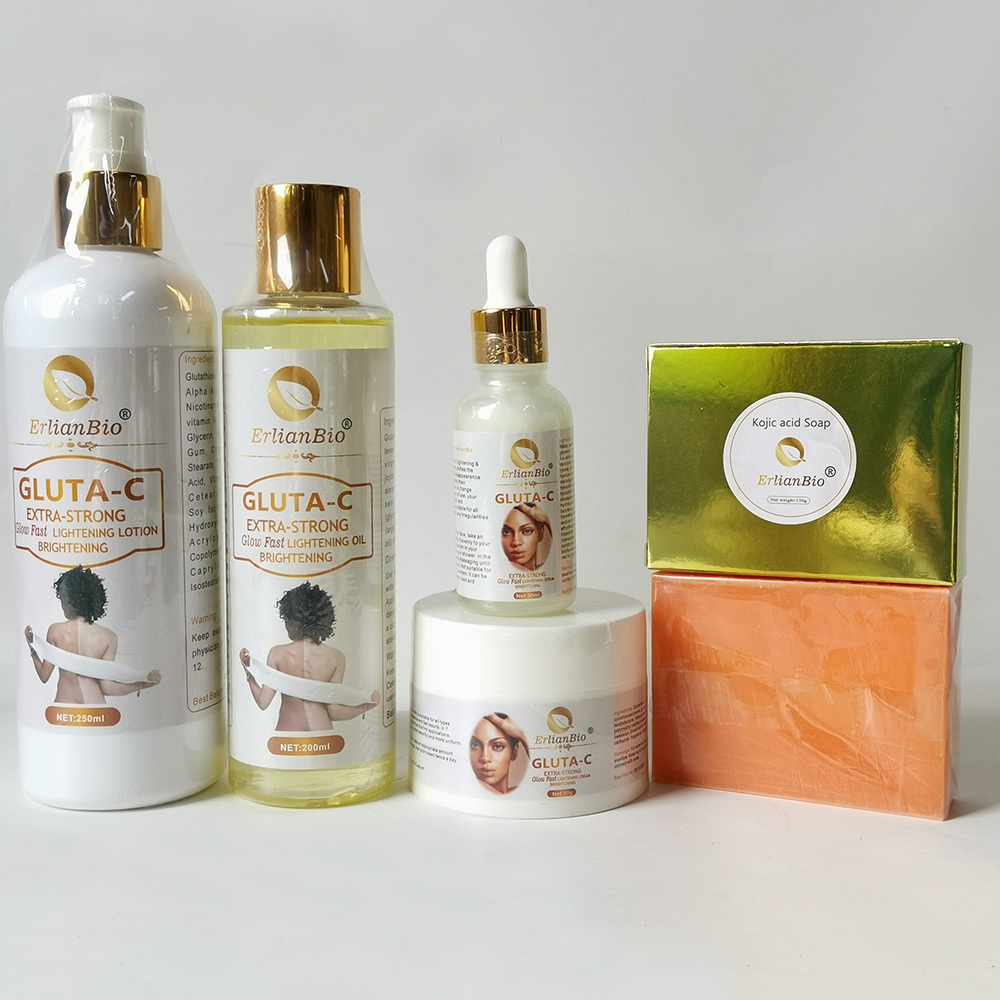 best glutathione cream for oily skin Private Label Whitening Glowing Care Set OEM/ODM Gluta Lotion Face Acial Radiance Treatment Kits Vitamin B12 Injections in glowing-skin-care-serum Bottle:Glass