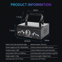 Projecteur laser multicolore 2W pour fêtes, animation 3D, éclairage de scène intérieur DMX-512 pour mariage, boîte de nuit, télécommande