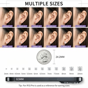 New <strong>Fashion</strong> G23 Titanium Body <strong>Piercing</strong> <strong>Jewelry</strong> with Titanium Ear Studs Moissanite Stone Internally Thread Labret Ring for Women - Product Image 5