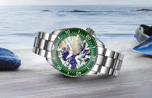 Đồng hồ lặn nam cơ tự động <span class=keywords><strong>Miyota</strong></span> 8215, mặt kính sapphire, kim dạ quang, thép không gỉ 20ATM, logo tùy chỉnh - Product Image 2