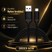 Kabel Data USB Konduktor Tembaga Berlapis Nilon Kepang 3A Pengisian Cepat PD 60W Transfer Data Kecepatan Tinggi untuk Android