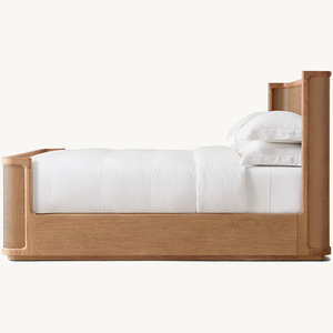 Современная роскошная деревянная кровать из ротанга, кровать размера «Queen-Size», каркасная кровать с подножкой - Product Image 2