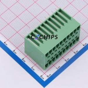 DB2EVH-3.81-2*10P-GN Plug-in Terminal Block Through hole,P=3.81mm Connector Board-to-Board / Socket - Closed 2x10P 3.81mm Green - Product Image 1