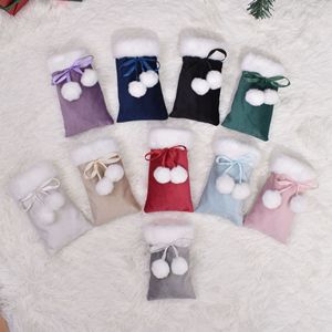 Mini sac de Noël en velours avec monogramme, sublimation, sac cadeau de Noël, sac de Noël en velours avec ruban <span class=keywords><strong>et</strong></span> pompon, cordon de serrage - Product Image 6
