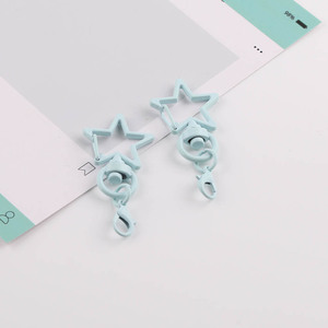 Porte-clés rotatif en métal fait main, motif étoile à cinq branches et macaron, avec bouton homard, style dessin animé, pour bijoux DIY, Yiwu 2026 - Product Image 5