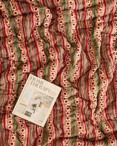 Pink Mustard Floral Cotton Quilt Sage <b>Green</b> Border Reversible Handmade Indian <b>Bedspread</b> Boho Botanical Bedding - Product Image 3