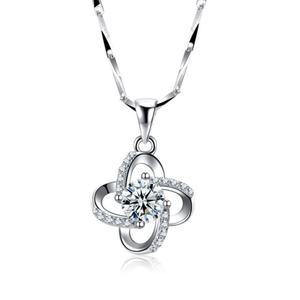 Collier chaîne à maillons en argent sterling tendance et élégant pour femmes, forme pétales, zircon avec placage rhodium - Product Image 1