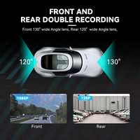 Caméra de tableau de bord double objectif grand angle 130+120° 1080P+720P 2 canaux avec écran IPS 3,16 pouces, enregistreur vidéo de voiture DVR avec WiFi et moniteur de stationnement