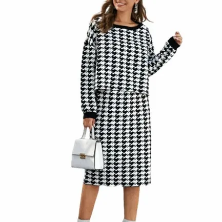 FYB Custom cropped long-sleeve tee coordinating shorties checker-print women vintage shorts Set