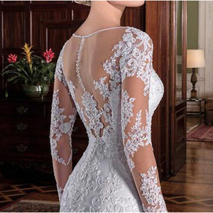 Mermaid Wedding Dress With <b>Lace</b> Backless Sweetheart Neckline Pure <b>White</b> Train Polyester Fabric - Product Image 3