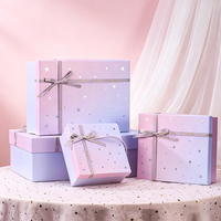 Boîte cadeau de luxe à dégradé d'étoiles avec nœud en ruban pour anniversaire, mariage, surprise, emballage pour elle ou lui