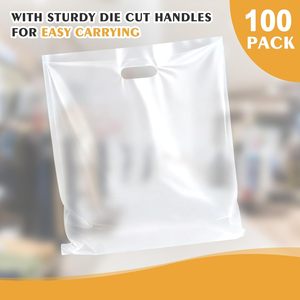 100 Pcs 18x20in <b>Clear</b> Plastic <b>Bags</b> With Handles Large Shopping <b>Bags</b> For Retail Boutique - Product Image 3