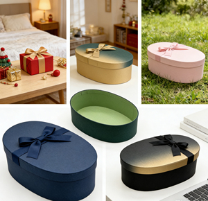 <span class=keywords><strong>Coffret</strong></span> cadeau ovale de qualité supérieure |   Emballage en papier rigide de couleur dégradée pour les desserts de fête et les friandises <span class=keywords><strong>gourmandes</strong></span> - Product Image 2