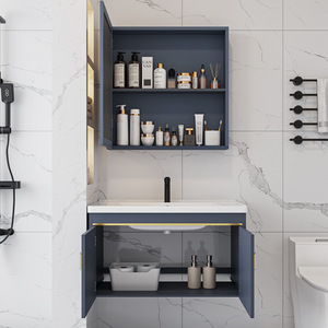Ensemble <span class=keywords><strong>de</strong></span> meubles <span class=keywords><strong>de</strong></span> salle <span class=keywords><strong>de</strong></span> bain simple pour hôtel, vasque en aluminium - Product Image 4