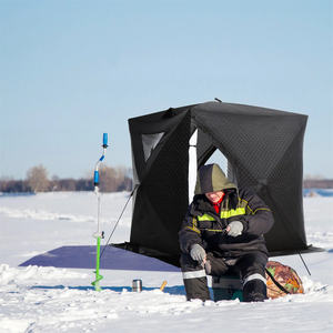 La tente de pêche sur glace portable et durable : tente pop-up en noir imperméable - Product Image 2