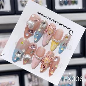 Decoraciones de <span class=keywords><strong>Uñas</strong></span> Acrílicas 3D con Flores Coloridas y Verdes Primaverales, Arte de <span class=keywords><strong>Uñas</strong></span> Naturales de Alta Calidad, <span class=keywords><strong>Hermosas</strong></span> <span class=keywords><strong>Uñas</strong></span> Postizas Reutilizables - Product Image 5