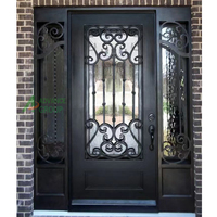 Portes en fer forgé à double vitrage, design luxueux, rondes et cintrées, pour l'intérieur et l'extérieur, prix pour villa et maison