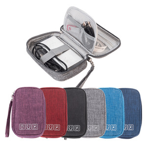Sac de rangement polyvalent pour câbles, batterie externe, écouteurs, organisateur de voyage, rectangulaire, gris, noir, bleu, violet, bordeaux, bleu marine - Product Image 1