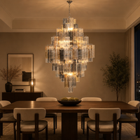 JYLIGHTING Grand lustre en verre et en fer - Éclairage moderne pour salon et hall d'escalier