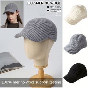 Casquette de baseball unisexe en laine mérinos, nouvelle collection automne-hiver 2025, en laine tricotée pour l'extérieur - Product Image 2